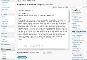 Editing the Main Index Template